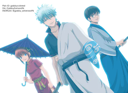 samurai Gintoki Sakata Kagura (Gintama) Shimura Shinpachi Anime Gintama anime samurai HD Desktop Wallpaper | Background Image