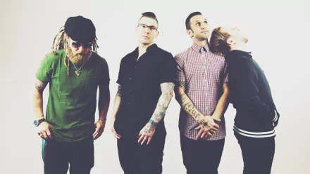 HD desktop wallpaper featuring the band Shinedown posing against a neutral background, suitable as a stylish background for fans.