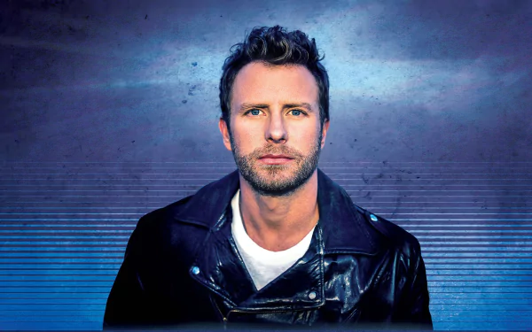 Dierks Bentley stands confidently in a leather jacket against a cool blue backdrop, capturing the essence of music in this HD desktop wallpaper.