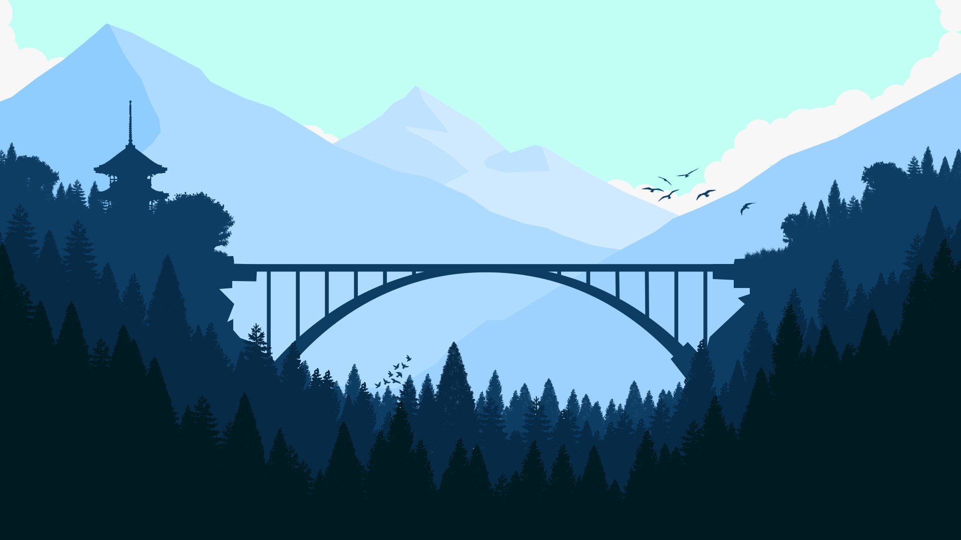 Download Mountain Bridge Artistic Minimalist 4k Ultra HD Wallpaper