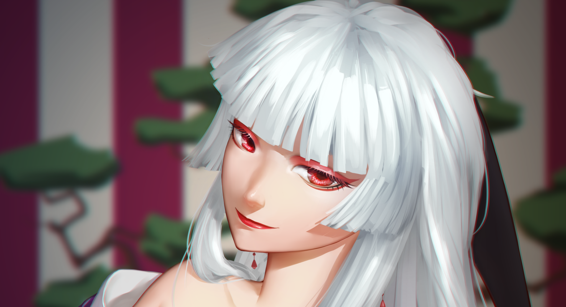 Download White Hair Red Eyes Anime Kyousogiga HD Wallpaper by 稀泥m