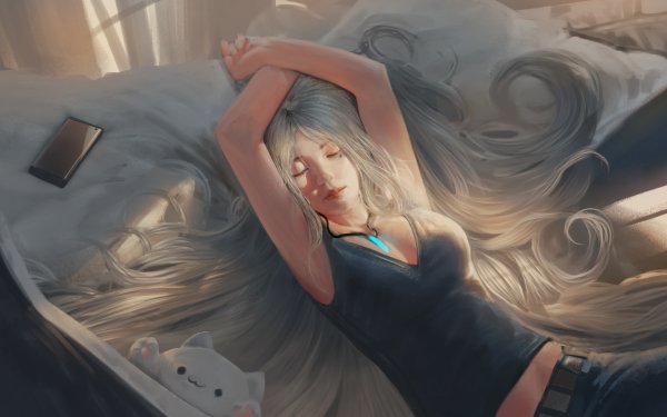 Fantasy Women Long Hair White Hair Mood HD Wallpaper | Background Image
