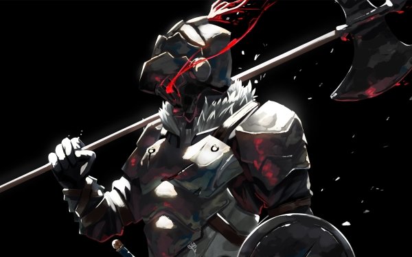 Anime Goblin Slayer Helmet Armor Arma Axe Sangre Fondo de pantalla HD | Fondo de Escritorio