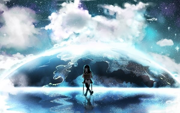 Anime Original Earth Chair Space HD Wallpaper | Background Image