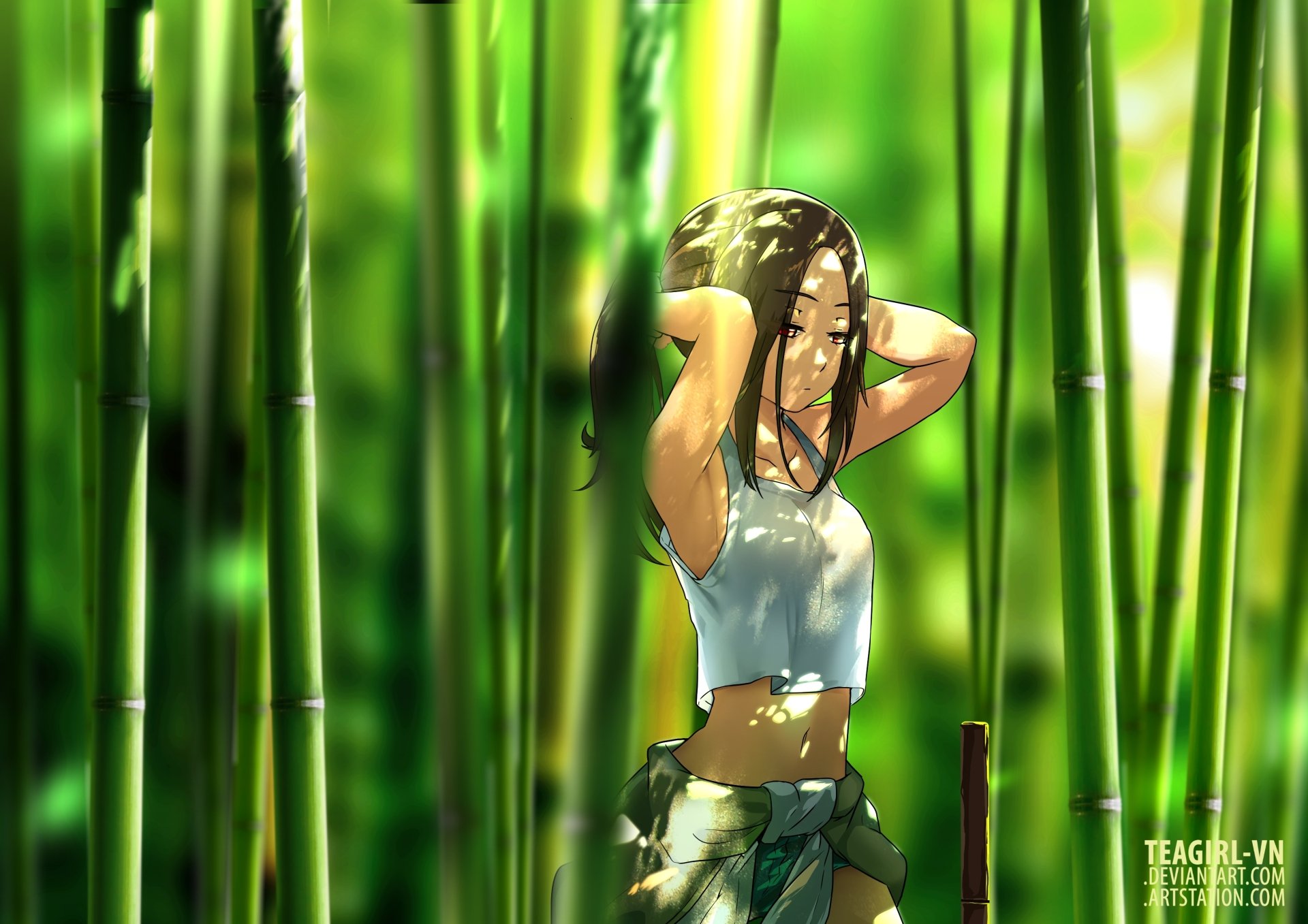 Download Forest Bamboo Anime Original Hd Wallpaper By Tea Girl 