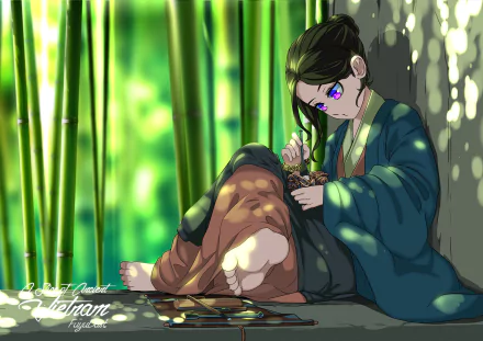 bamboo purple eyes black hair Anime Original HD Desktop Wallpaper | Background Image