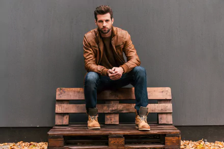 leather jacket man model HD Desktop Wallpaper | Background Image