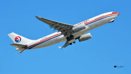 Airbus A330 passenger aircraft (vehicle) climbing through clear blue sky — 2K Quad HD PC desktop wallpaper and background.