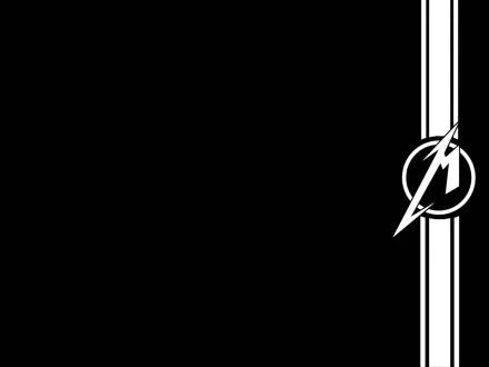 A sleek HD desktop wallpaper featuring Metallica's iconic logo in white against a black background, enhanced by subtle vertical stripes for a bold music-themed design.