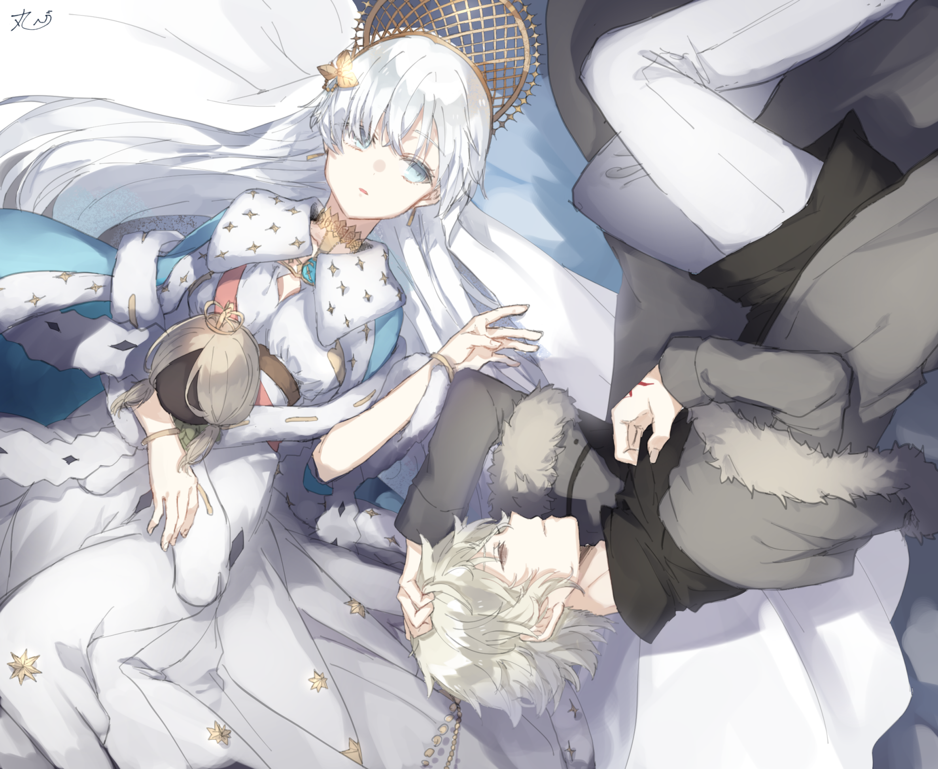 HD PC desktop wallpaper featuring Kadoc Zemlupus and Anastasia from Fate/Grand Order in an anime-style close, peaceful scene.