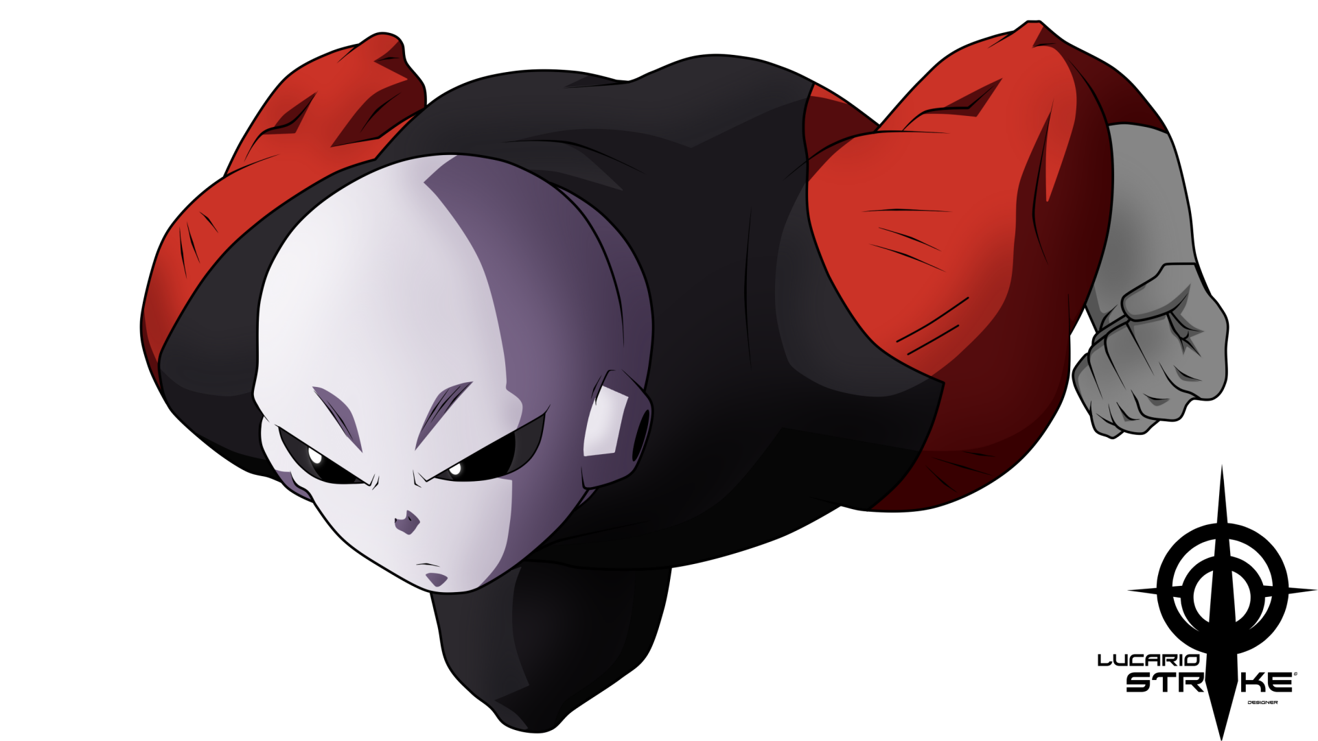 HD PC desktop wallpaper featuring Jiren from Dragon Ball Super in an intense action pose against a transparent background.