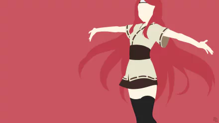 HD PC desktop wallpaper of Kushina Uzumaki (Naruto): minimalist anime silhouette with flowing red hair and outstretched arms on a muted red background.