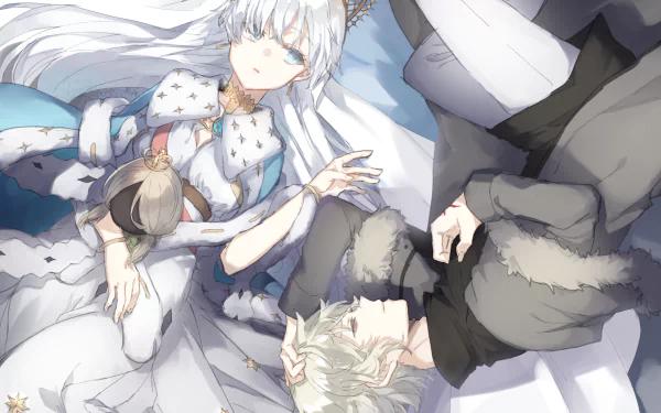 HD PC desktop wallpaper featuring Kadoc Zemlupus and Anastasia from Fate/Grand Order in an anime-style close, peaceful scene.