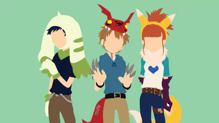 Renamon (Digimon) Makino Ruki Guilmon (Digimon) Matsuda Takato Terriermon (Digimon) Lee Jianliang Anime Digimon HD Desktop Wallpaper | Background Image