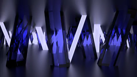 Abstract artistic composition of blue glass and crystal shapes in a CGI design, rendered in 4K Ultra HD as a striking PC desktop wallpaper and background.
