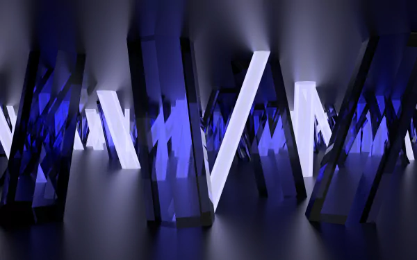 Abstract artistic composition of blue glass and crystal shapes in a CGI design, rendered in 4K Ultra HD as a striking PC desktop wallpaper and background.