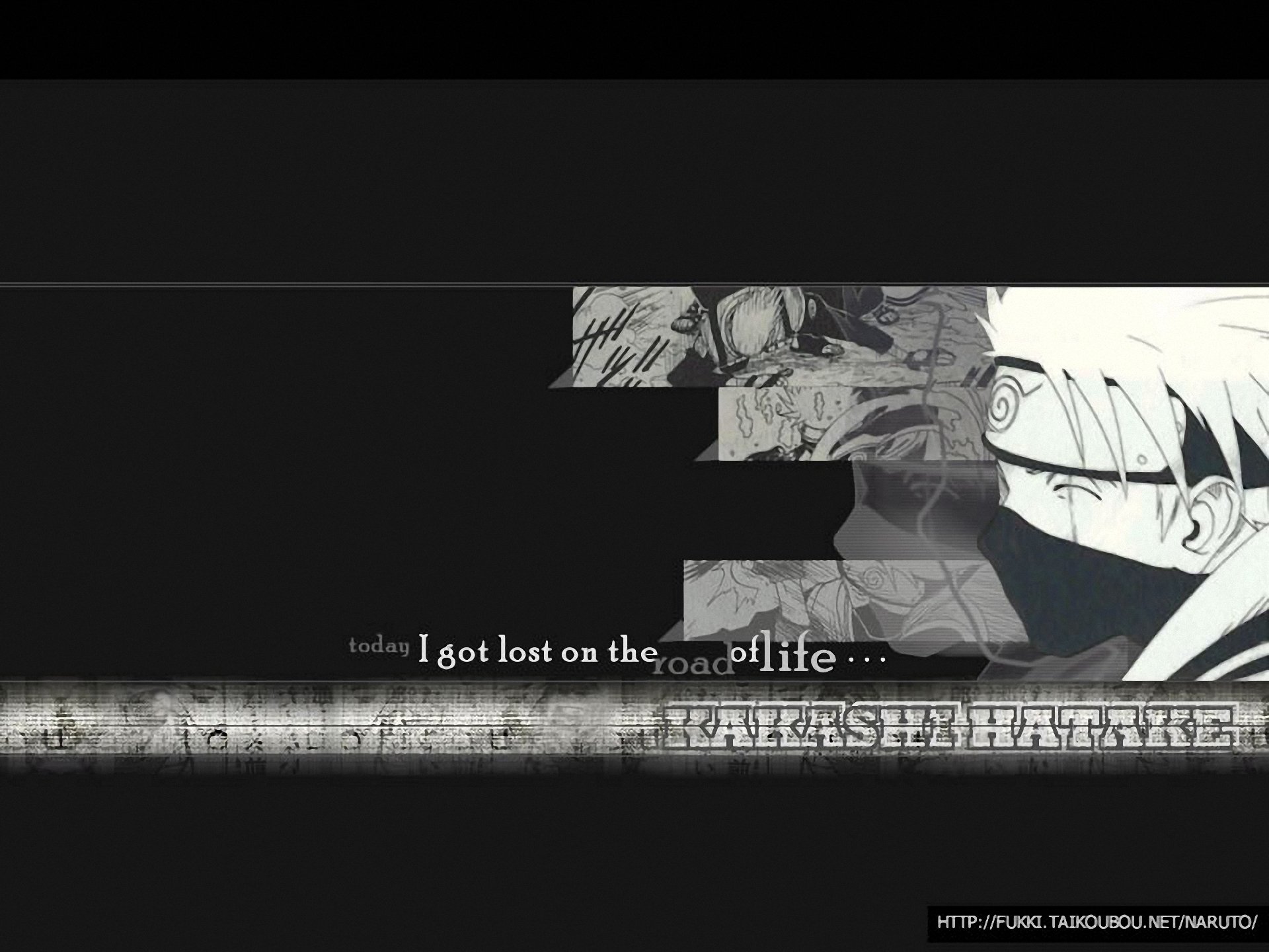 HD wallpaper featuring Kakashi Hatake from the anime Naruto, with a blend of striking visuals and a thoughtful quote about the journey of life.