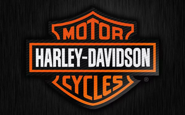 Harley-Davidson logo on a dark textured background, designed as a high-definition desktop wallpaper.