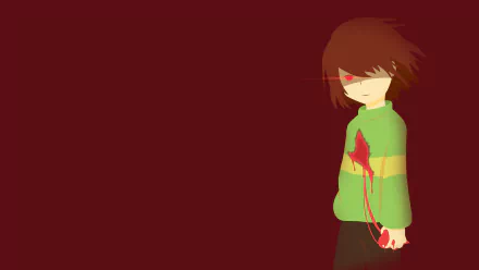 4K Ultra HD PC desktop wallpaper featuring Kris from the video game Deltarune with a dark red background and striking red highlights.