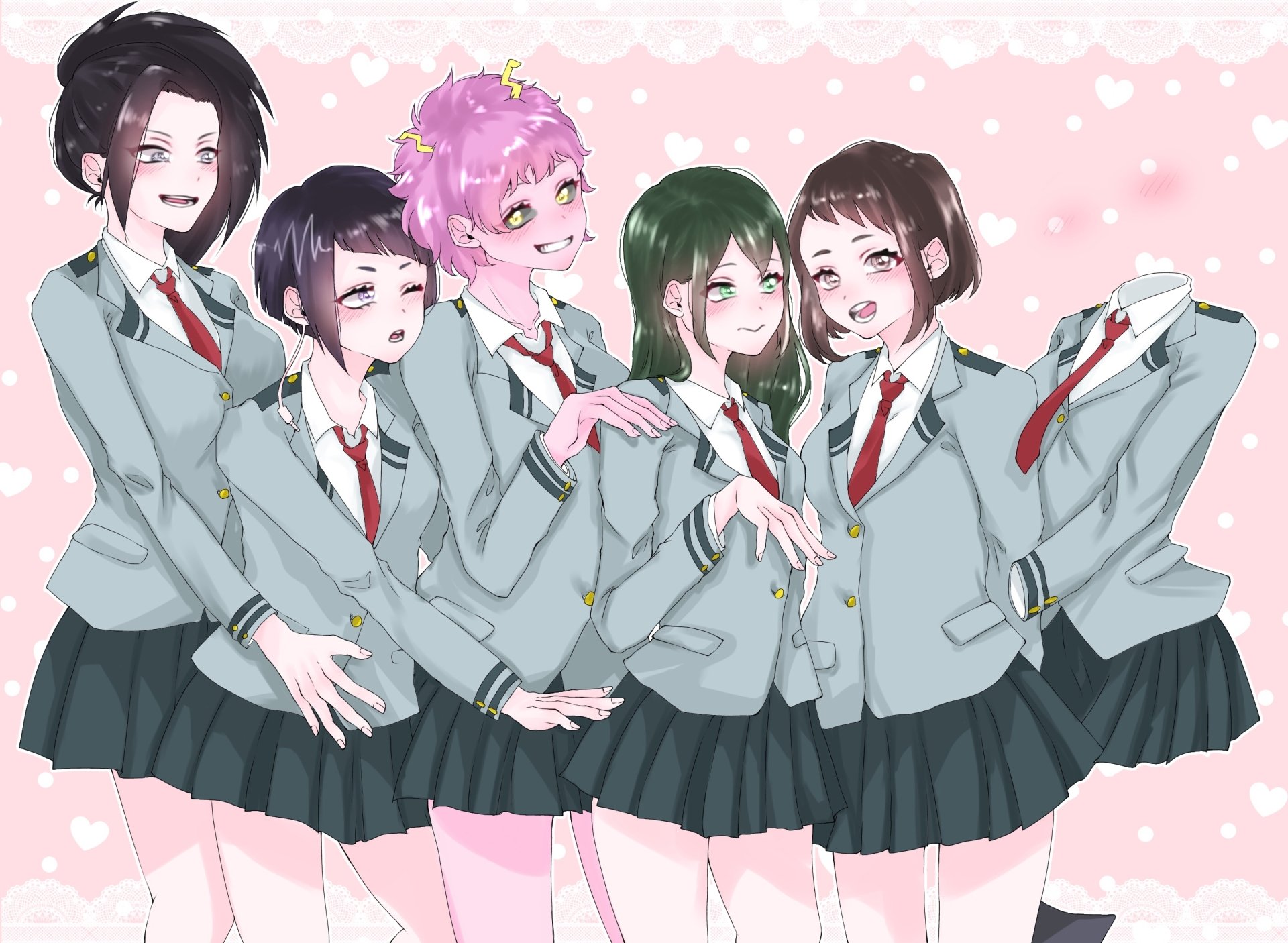 Download Toru Hagakure Ochaco Uraraka Tsuyu Asui Mina Ashido Kyōka Jirō Momo Yaoyorozu Anime My Hero Academia HD Wallpaper by くまおぢ