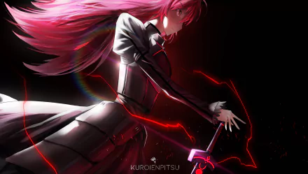 HD desktop wallpaper featuring the character Saber from the Fate/Series and Fate/Grand Order. Saber is depicted with flowing red hair and a dynamic pose holding a glowing sword with a dark background.