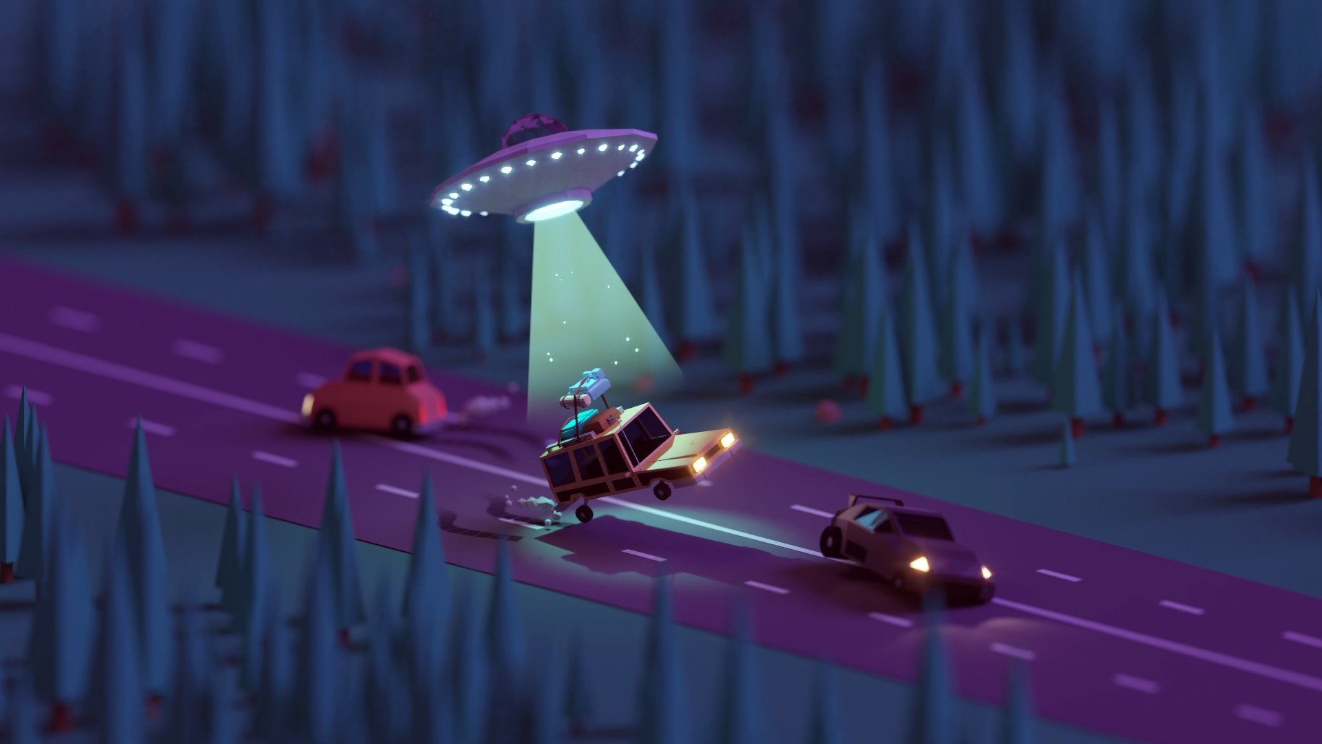 Download Abduction Car Sci Fi Ufo Hd Wallpaper