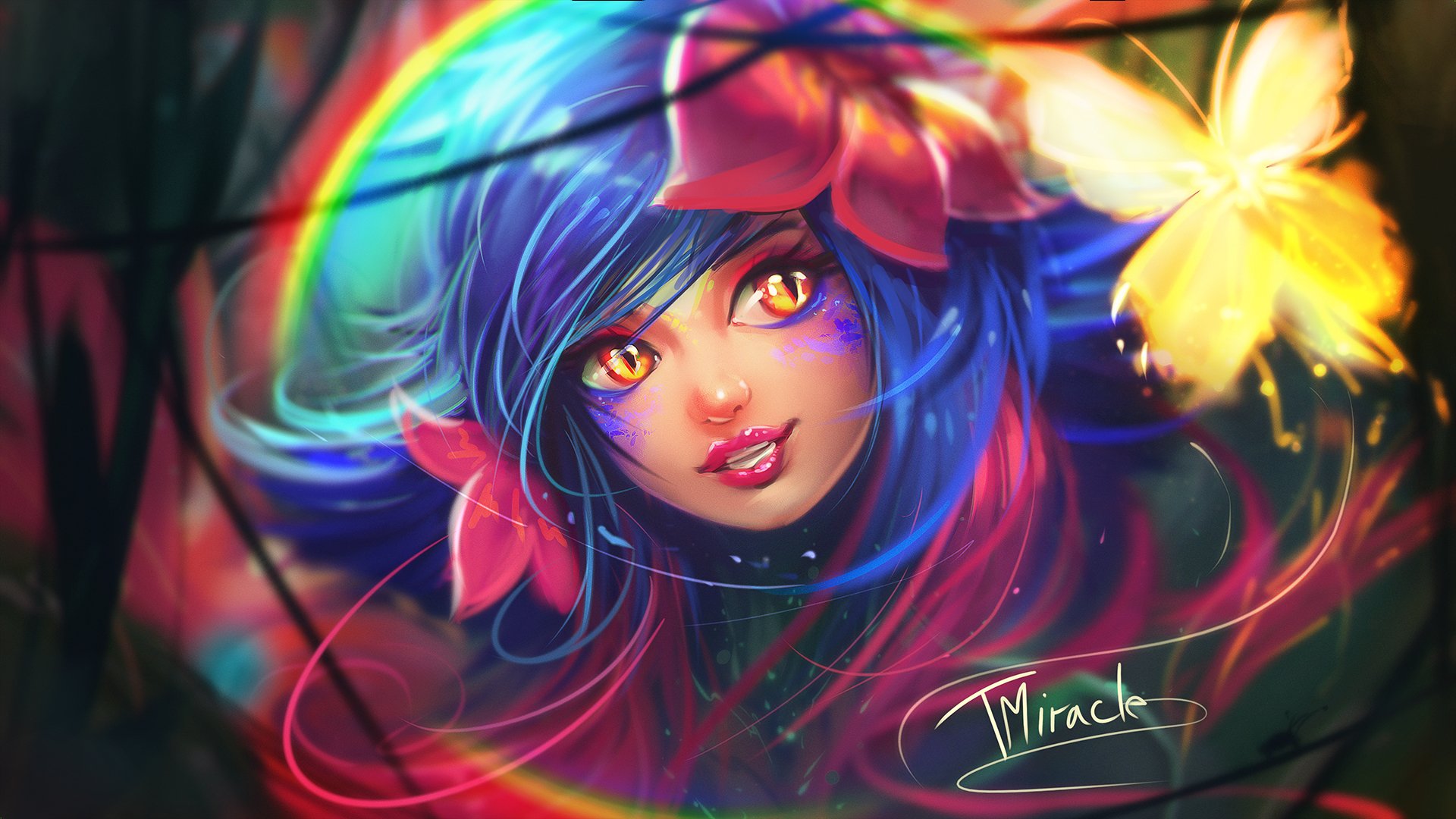 Download Yellow Eyes Blue Hair Face Neeko (League Of Legends) Video Game League Of Legends HD Wallpaper by TMiracle
