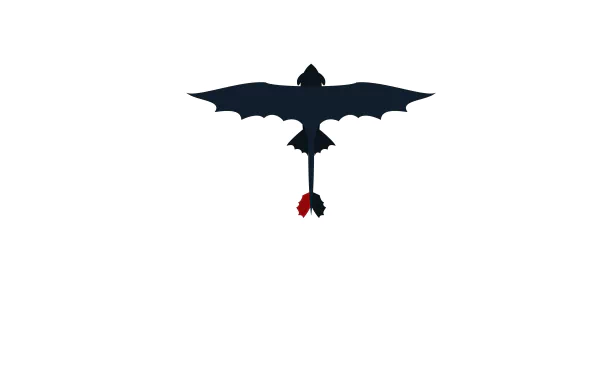 Silhouette of Toothless, the dragon from How to Train Your Dragon movie, flying against a white background in 8K Ultra HD resolution.