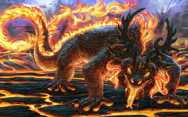 Fantasy Creature Lava Flame HD Wallpaper | Background Image