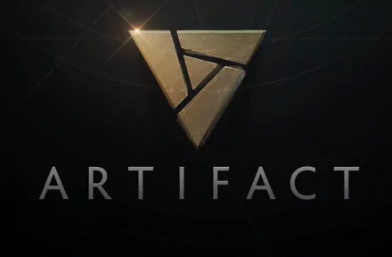 HD wallpaper featuring a metallic logo with the word ARTIFACT for a desktop background.