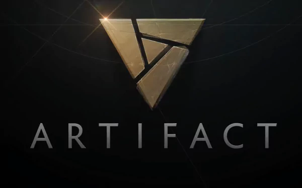 HD wallpaper featuring a metallic logo with the word ARTIFACT for a desktop background.