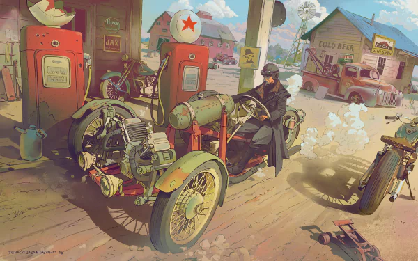 gas station race car vehicle artistic HD Desktop Wallpaper | Background Image