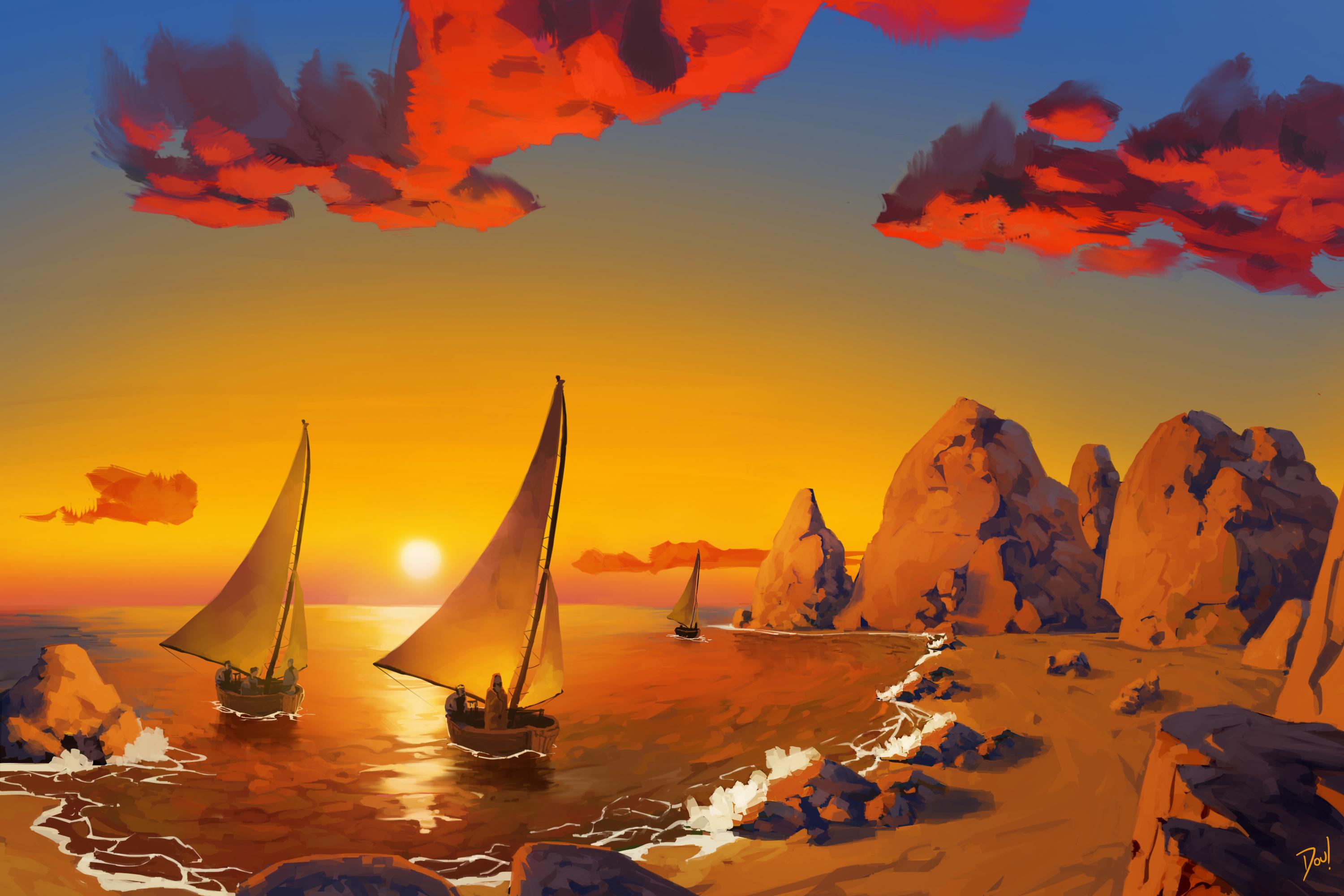 artistic-sailboat-wallpaper