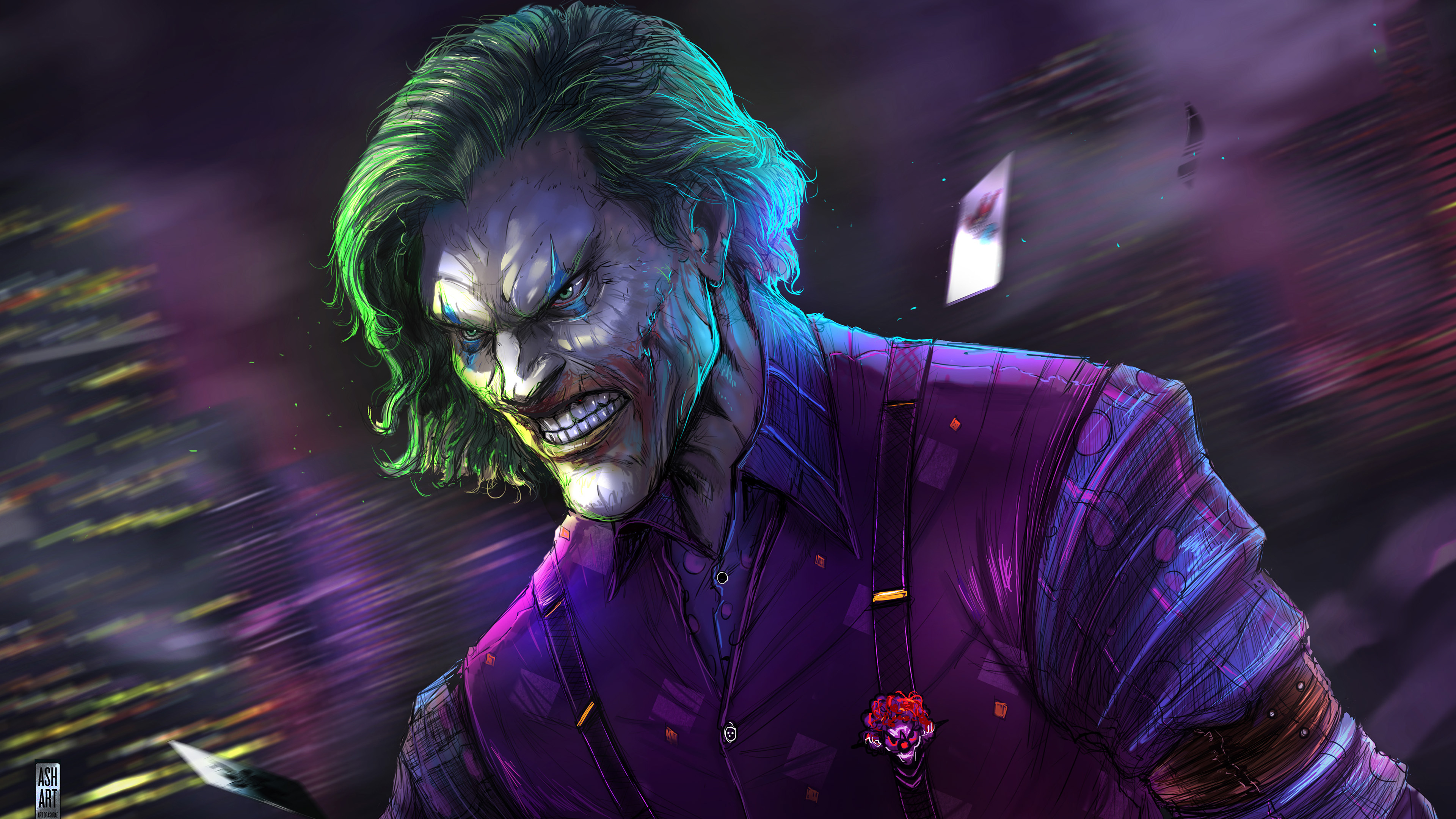 Color portrait of the joker character known from the Batman movie series HD  wallpaper download