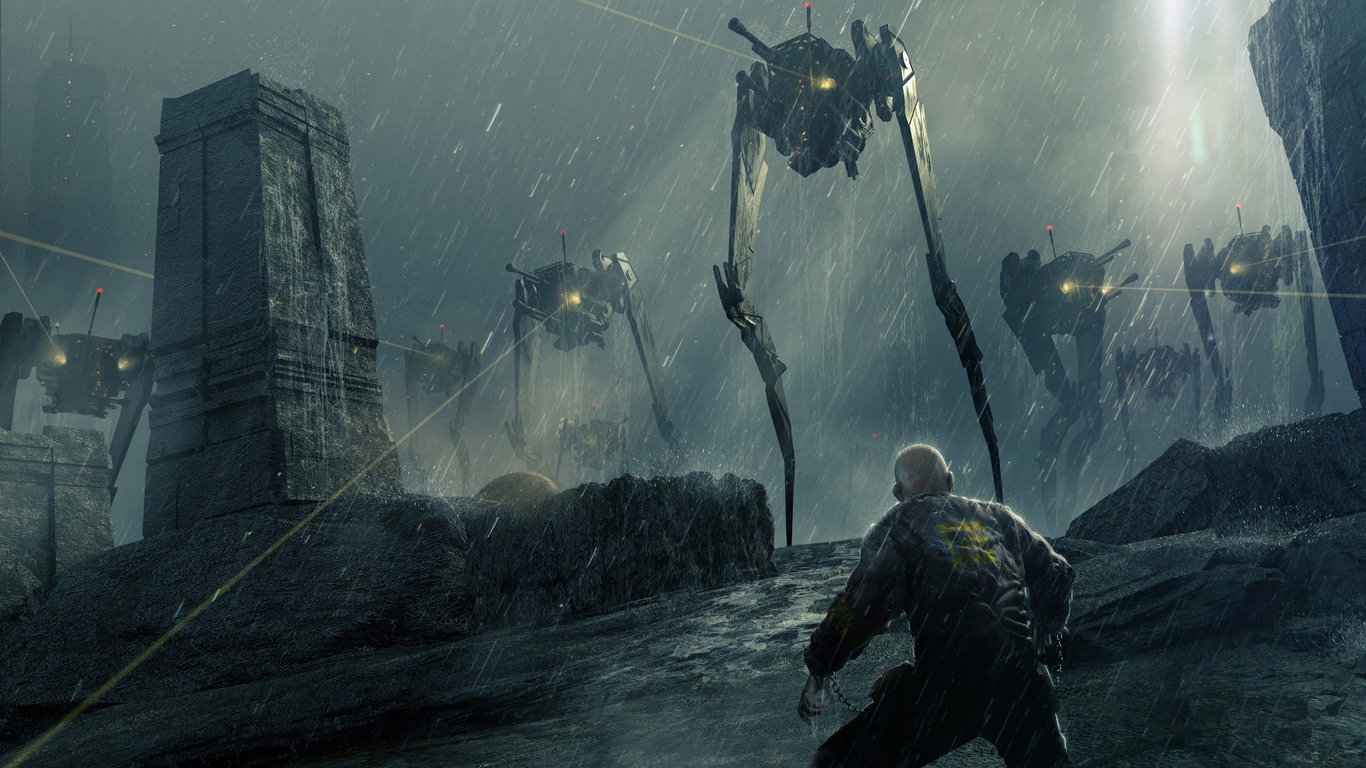 Download Rain Sci Fi Robot HD Wallpaper by Col Price