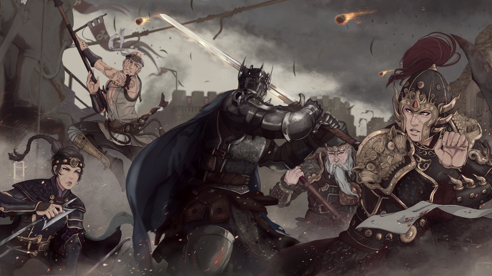 4K Ultra HD PC wallpaper featuring armored warriors and knights in intense battle, inspired by the For Honor video game.