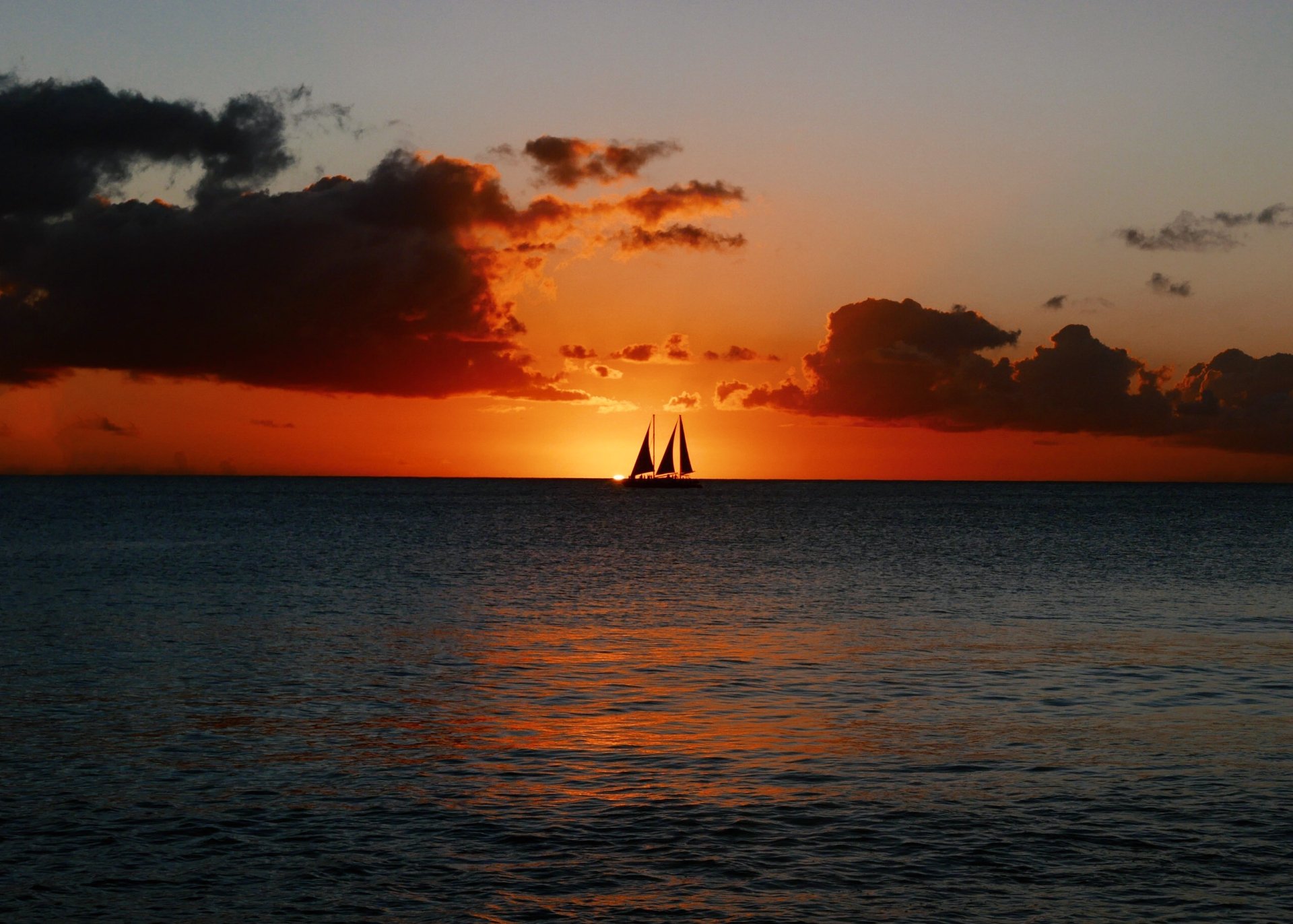 Sailing Ship Sailing into the Sunset HD Wallpaper | Background Image