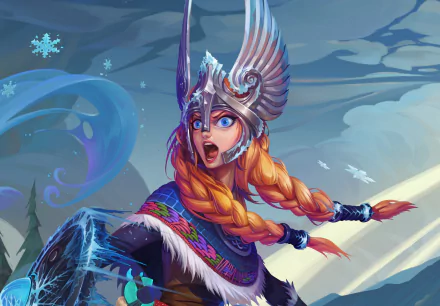 blue eyes orange hair woman warrior Crystal Maiden (DotA 2) valkyrie video game DotA 2 HD Desktop Wallpaper | Background Image