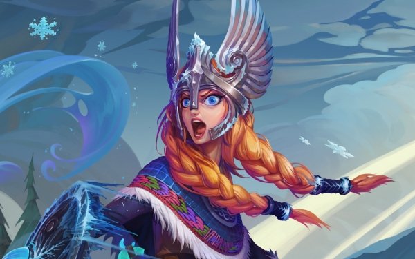 Video Game Dota 2 Dota Valkyrie Crystal Maiden Woman Warrior Braid Orange Hair Blue Eyes HD Wallpaper | Background Image
