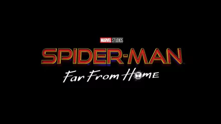 HD PC desktop wallpaper featuring the Spider-Man: Far From Home movie logo by Marvel Studios on a black background.