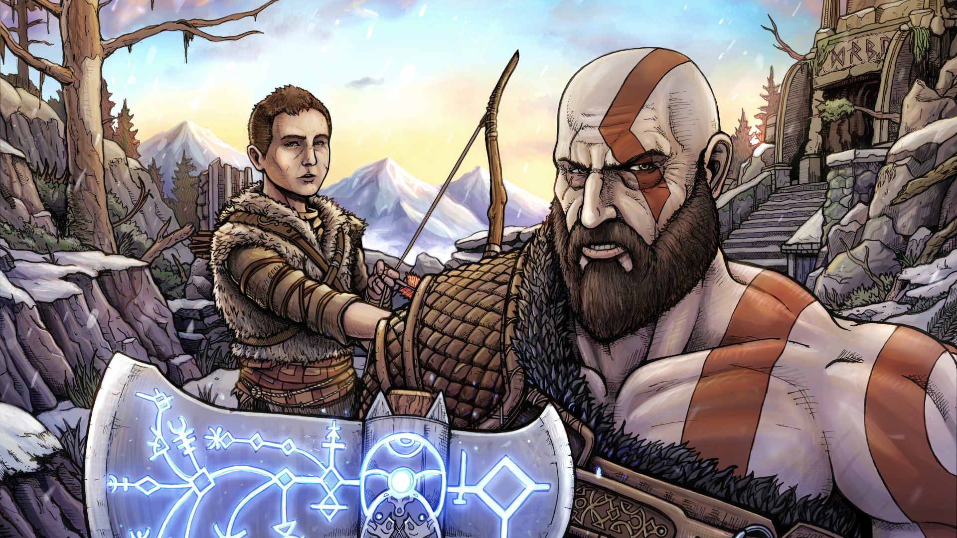 Download Atreus (God Of War) Kratos (God Of War) God Of War Video Game God Of War (2018)  8k Ultra HD Wallpaper