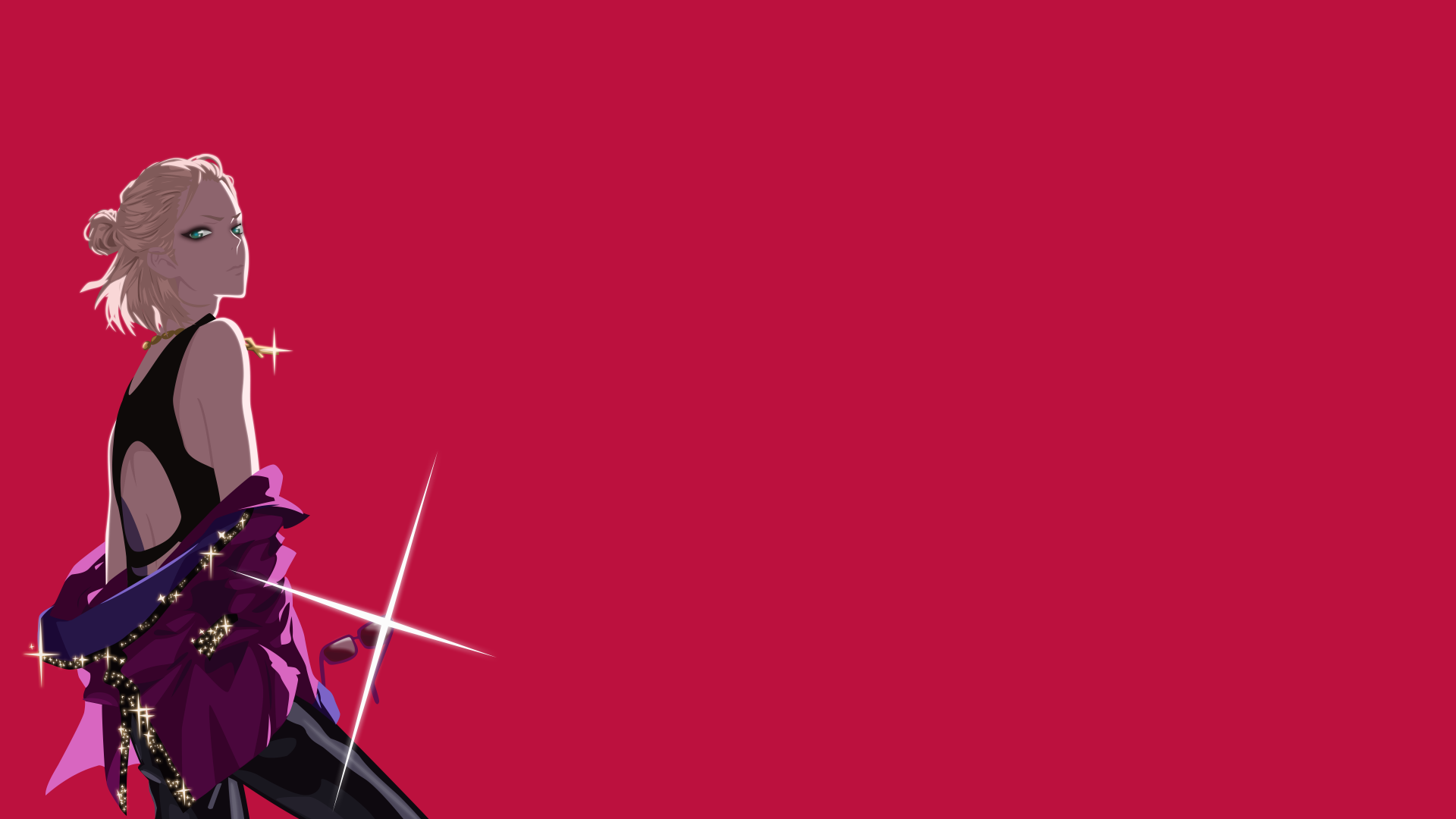 Yuri Plisetsky from the anime Yuri!!! on ICE stands confidently against a bold red background in this 4K Ultra HD desktop wallpaper.