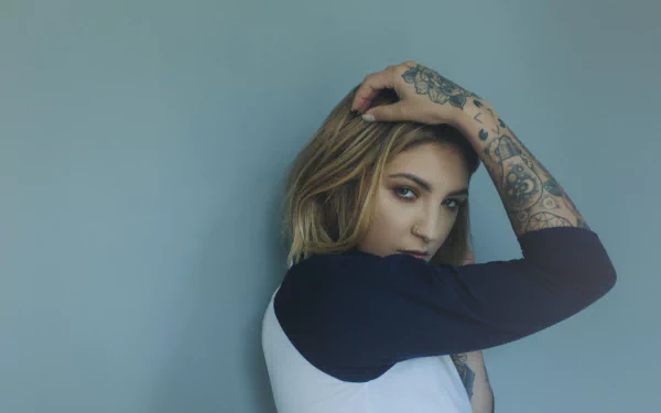 stare blonde tattoo music Julia Michaels HD Desktop Wallpaper | Background Image
