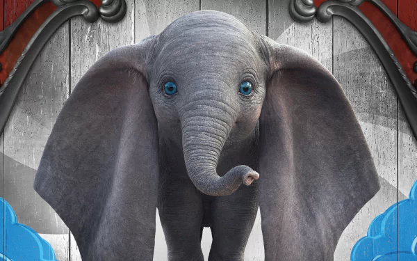 Close-up of Dumbo from the 2019 movie, captured in 8K Ultra HD as a detailed PC desktop wallpaper and background.