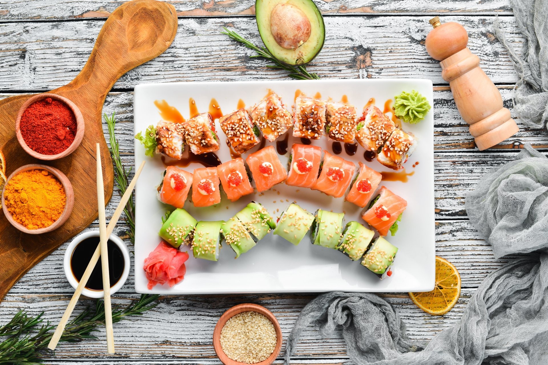 Download Seafood Chopsticks Still Life Food Sushi 4k Ultra HD Wallpaper