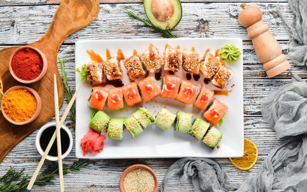 Food Sushi Still Life Chopsticks Seafood HD Wallpaper | Background Image