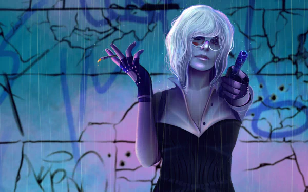 white hair rain movie Atomic Blonde HD Desktop Wallpaper | Background Image