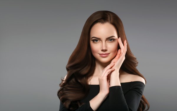 Women Model Brunette Long Hair Blue Eyes HD Wallpaper | Background Image