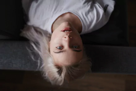 white hair blue eyes face woman model HD Desktop Wallpaper | Background Image