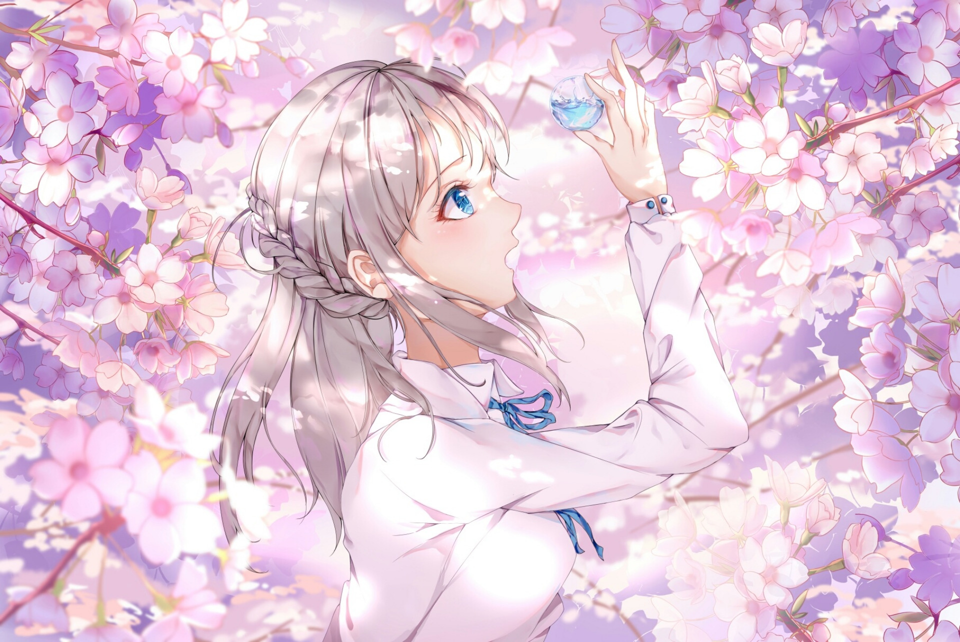 Download Spring Sakura Cherry Blossom Anime Original HD Wallpaper by 一恣